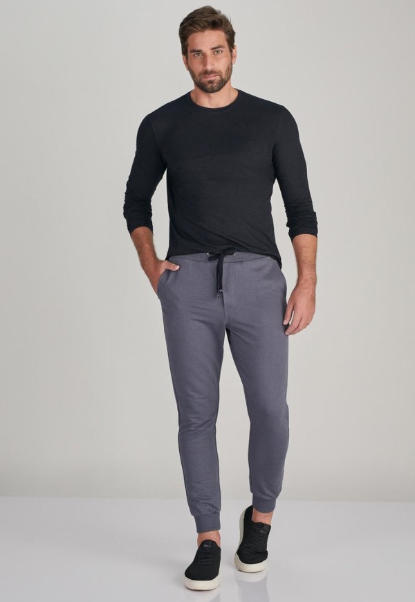 Calça Moletom Lado Avesso Cinza