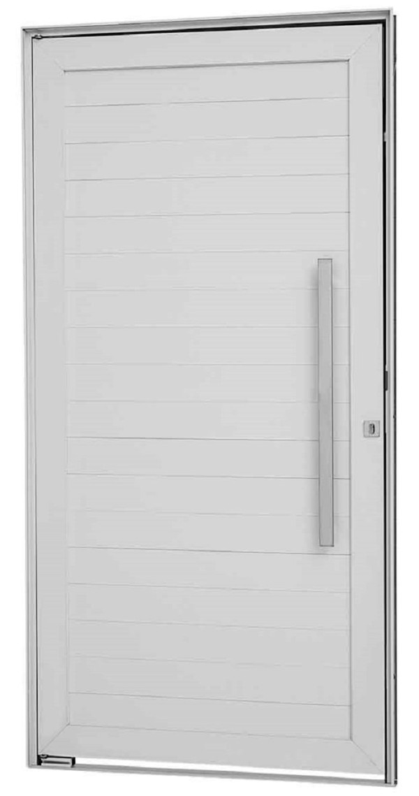 Encontraproduto.com.br - Porta Social Pivotante Lambri Horizontal Alumínio Branco Esquerda 216x110x8 Alumifort Sasazaki