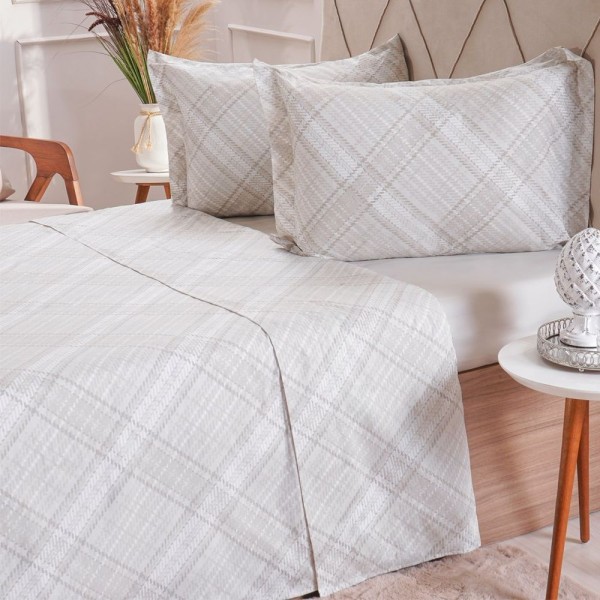 Jogo De Cama Solteiro 200 Fios Estampado 3 Pçs 90x190x35 Tartan