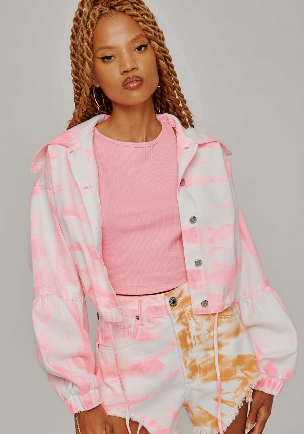 Jaqueta Sarja Cropped Com Amarracao