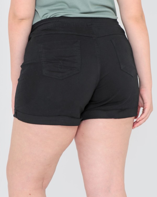 Encontraproduto.com.br - Short Plus Size Sarja Liso Básico Preto