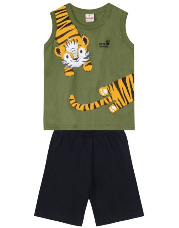 Conjunto Meia Malha Brandili Infantil Menino Estampa Tigre 1/3 - 26000