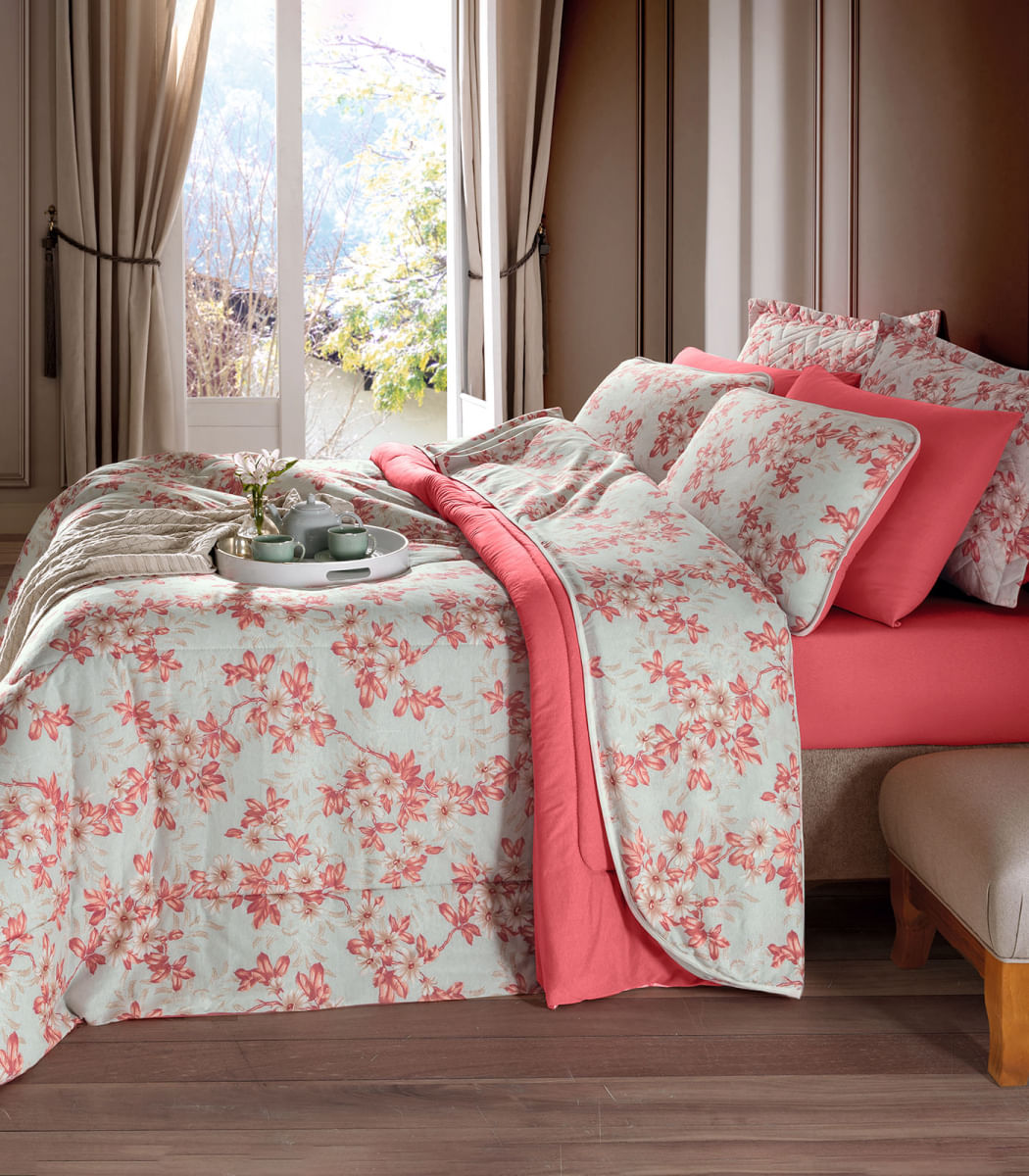Jogo de Cama Queen Size 3pçs Premium Vivaldi Laranja