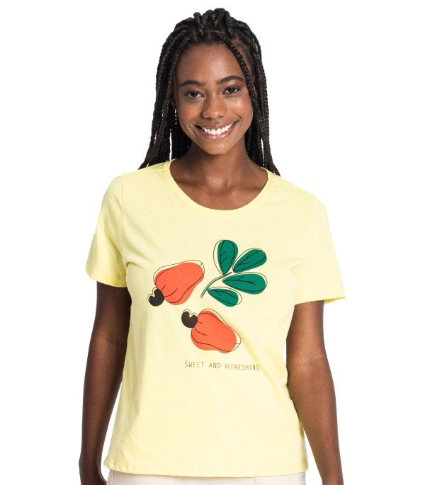 Encontraproduto.com.br - T-Shirt  Feminina Caju Rovitex Amarelo
