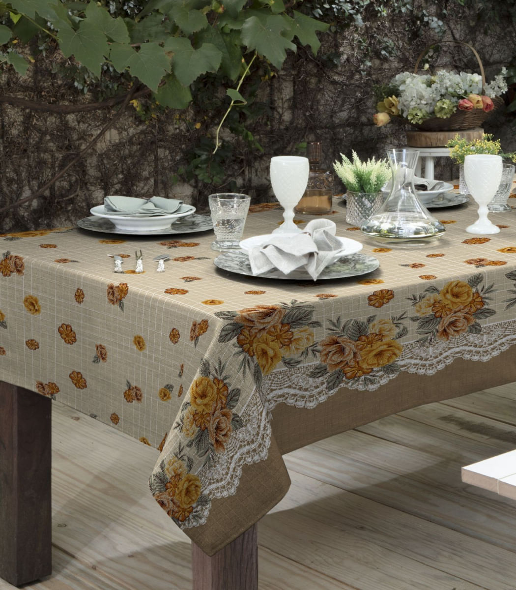 Toalha De Mesa Retangular Gourmet Raner Marrom