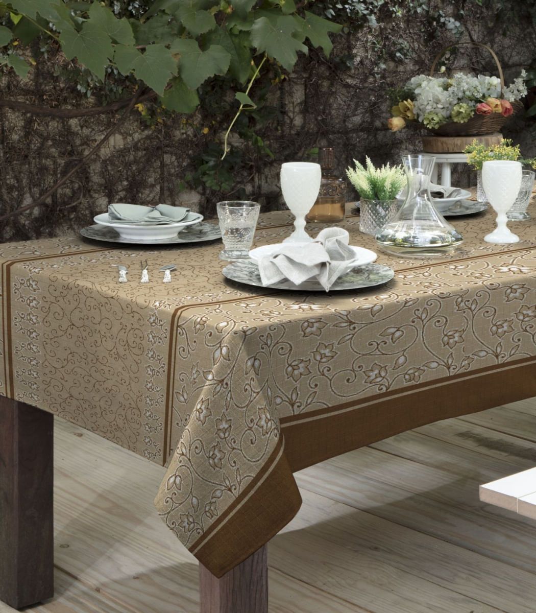 Toalha De Mesa Retangular Gourmet Raner Marrom