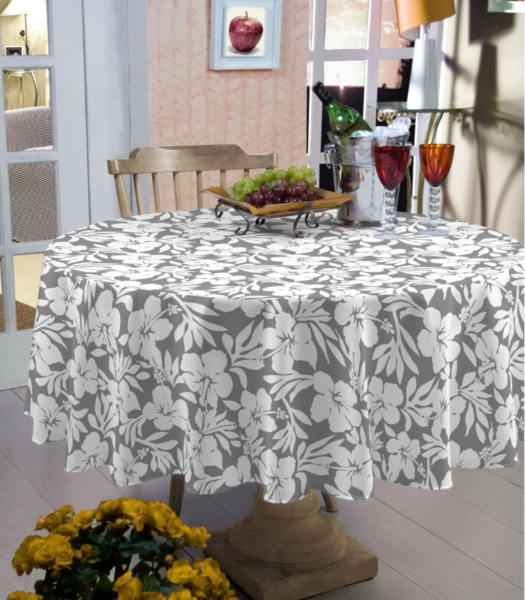 Toalha De Mesa Redonda Classic Raner Cinza