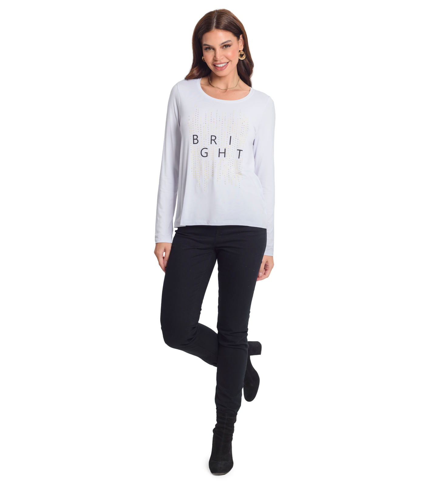 Encontraproduto.com.br - Blusa Manga Longa Estampada Rovitex Branco