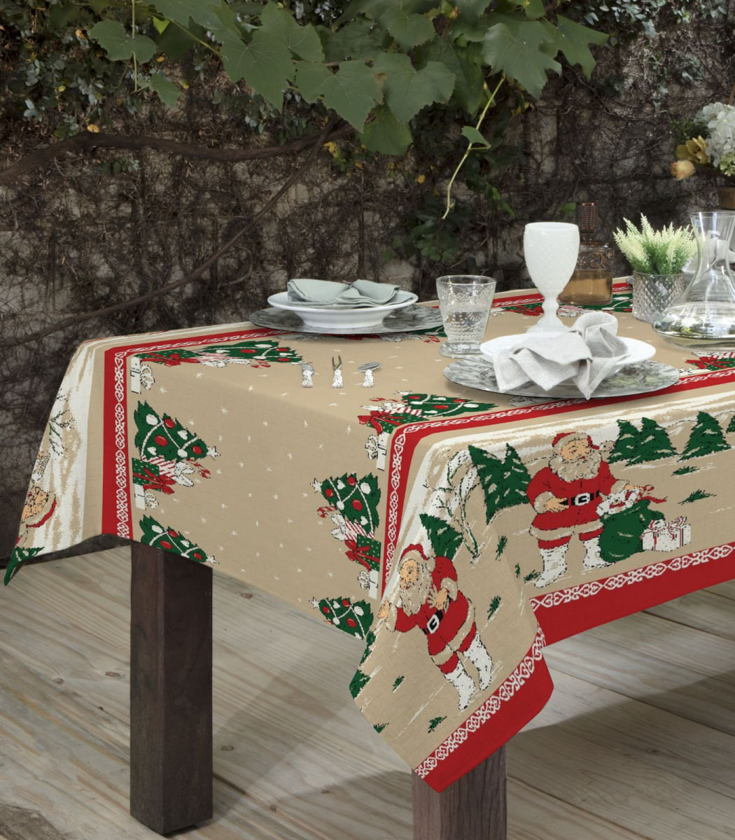Toalha de Mesa Linhão Natalina 1,40mX2,10m Panosul Bege