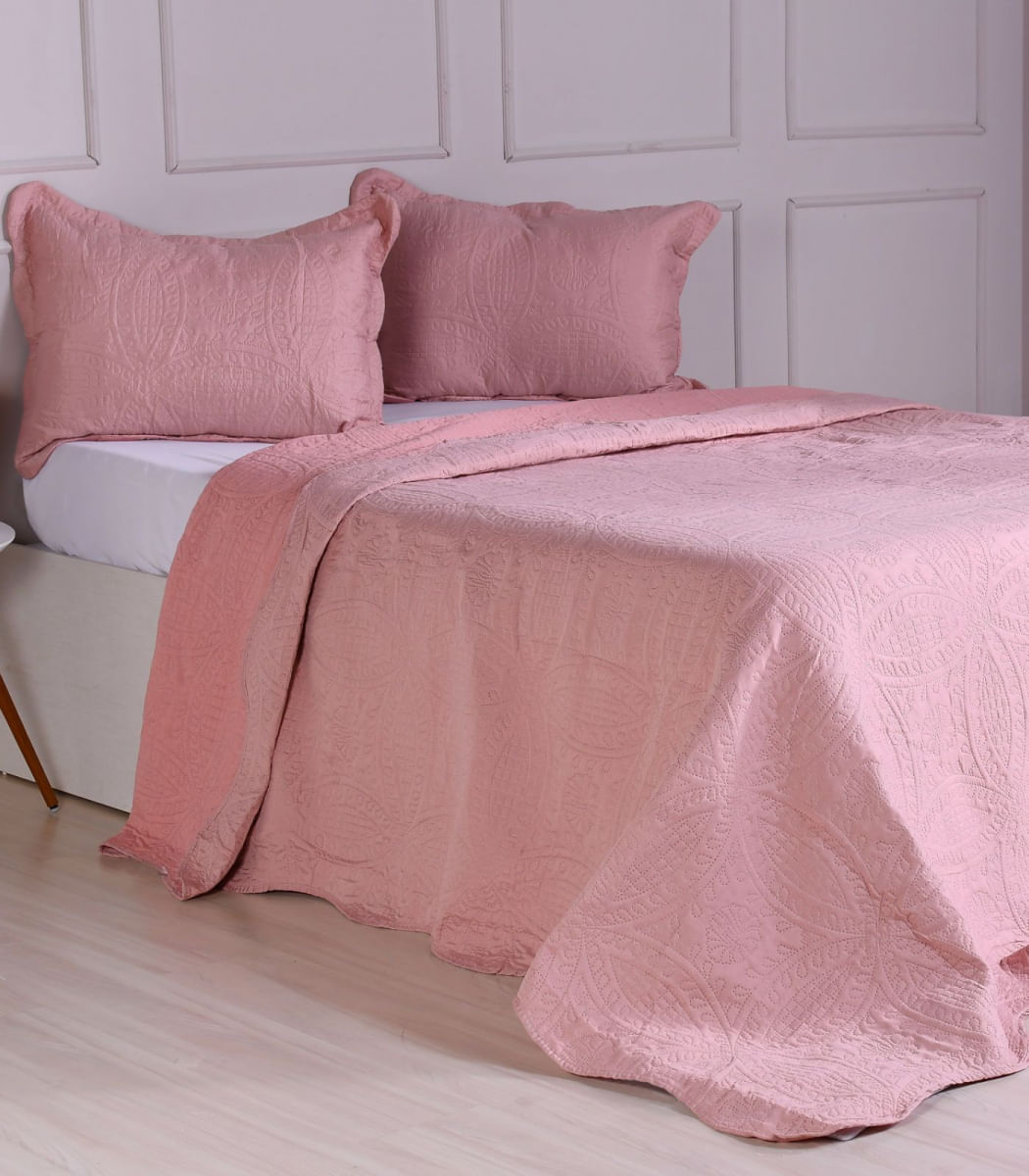 Jogo De Cobre Leito Queen Ultra Lisse Bene Casa Rosa