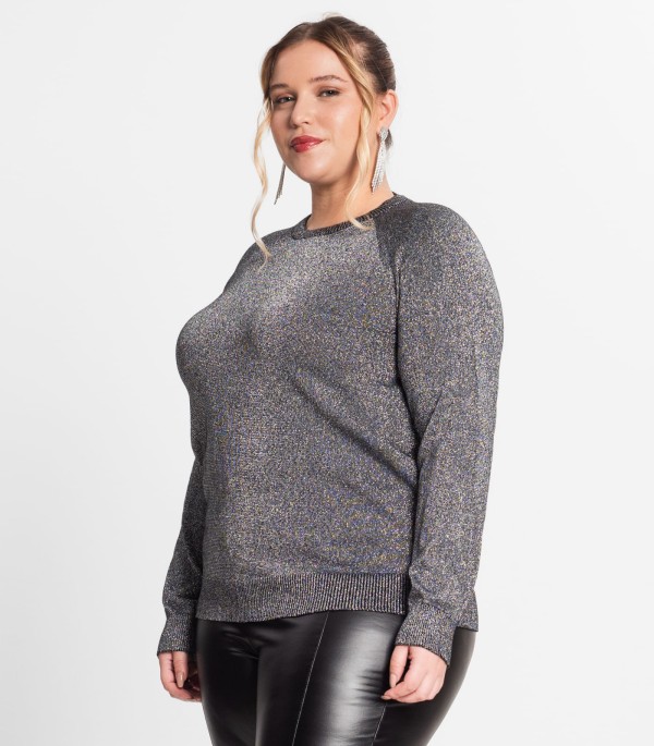 Encontraproduto.com.br - Sueter Tricot Lurex Secret Glam Preto