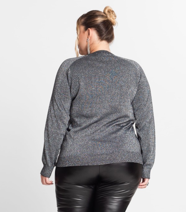Encontraproduto.com.br - Sueter Tricot Lurex Secret Glam Preto