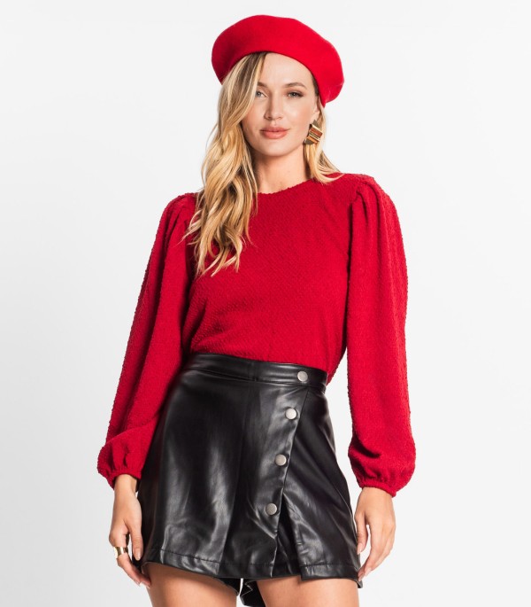 Encontraproduto.com.br - Blusão Feminino Em Tricot Pop Endless Vermelho