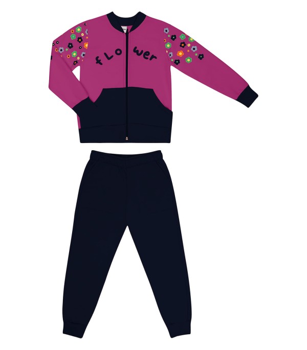 Encontraproduto.com.br - Conjunto Infantil Feminino Flowers Rovitex Kids Rosa