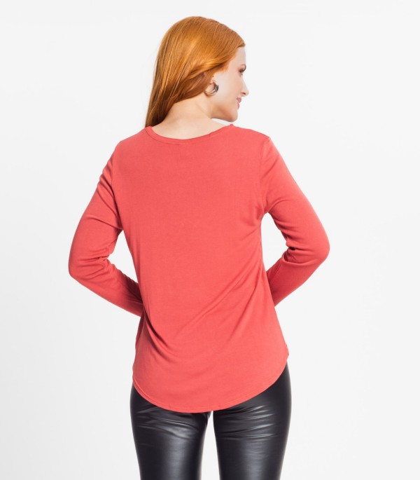 Encontraproduto.com.br - Blusa Feminina Manga Longa Rovitex Marrom