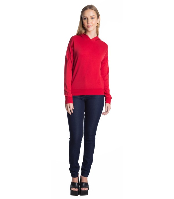Encontraproduto.com.br - Blusão Com Capuz Feminino Rovitex Vermelho