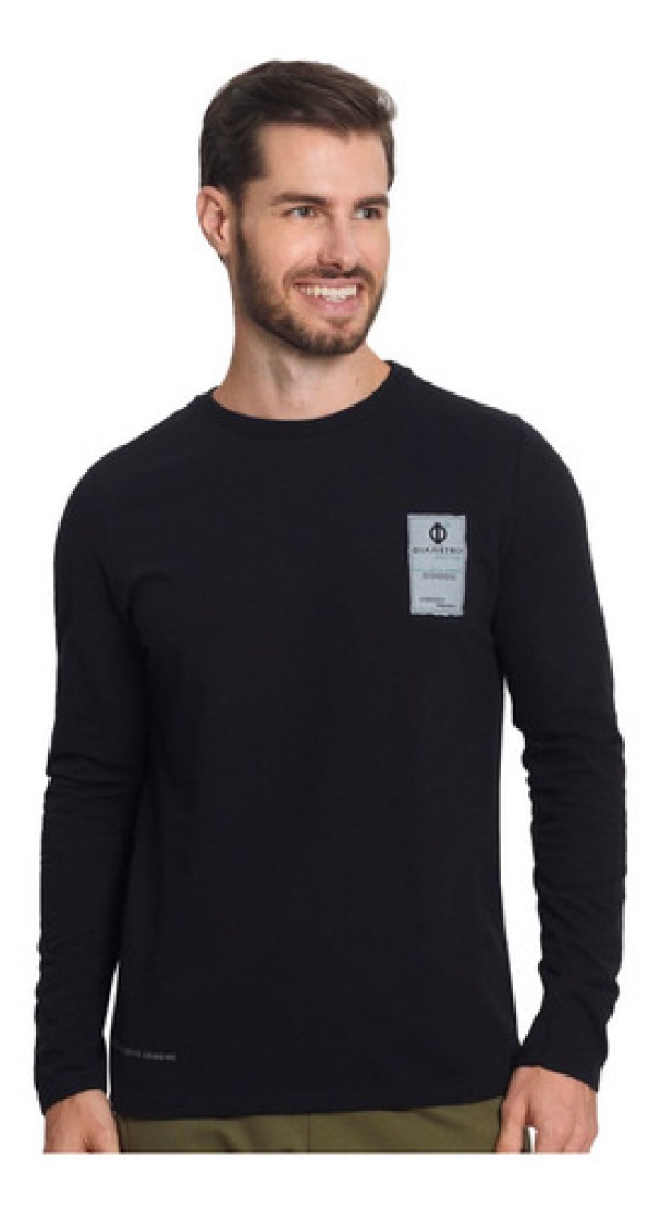 Camiseta Manga Longa Meia Malha Strong Diametro Preto