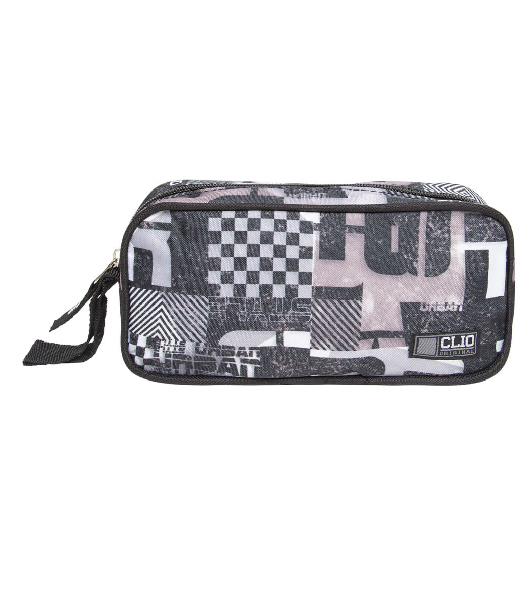 Estojo Escolar Estampado Clio Cinza