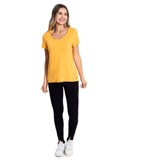 Encontraproduto.com.br - Blusa Feminina Viscotorcion Básica Rovitex Amarelo