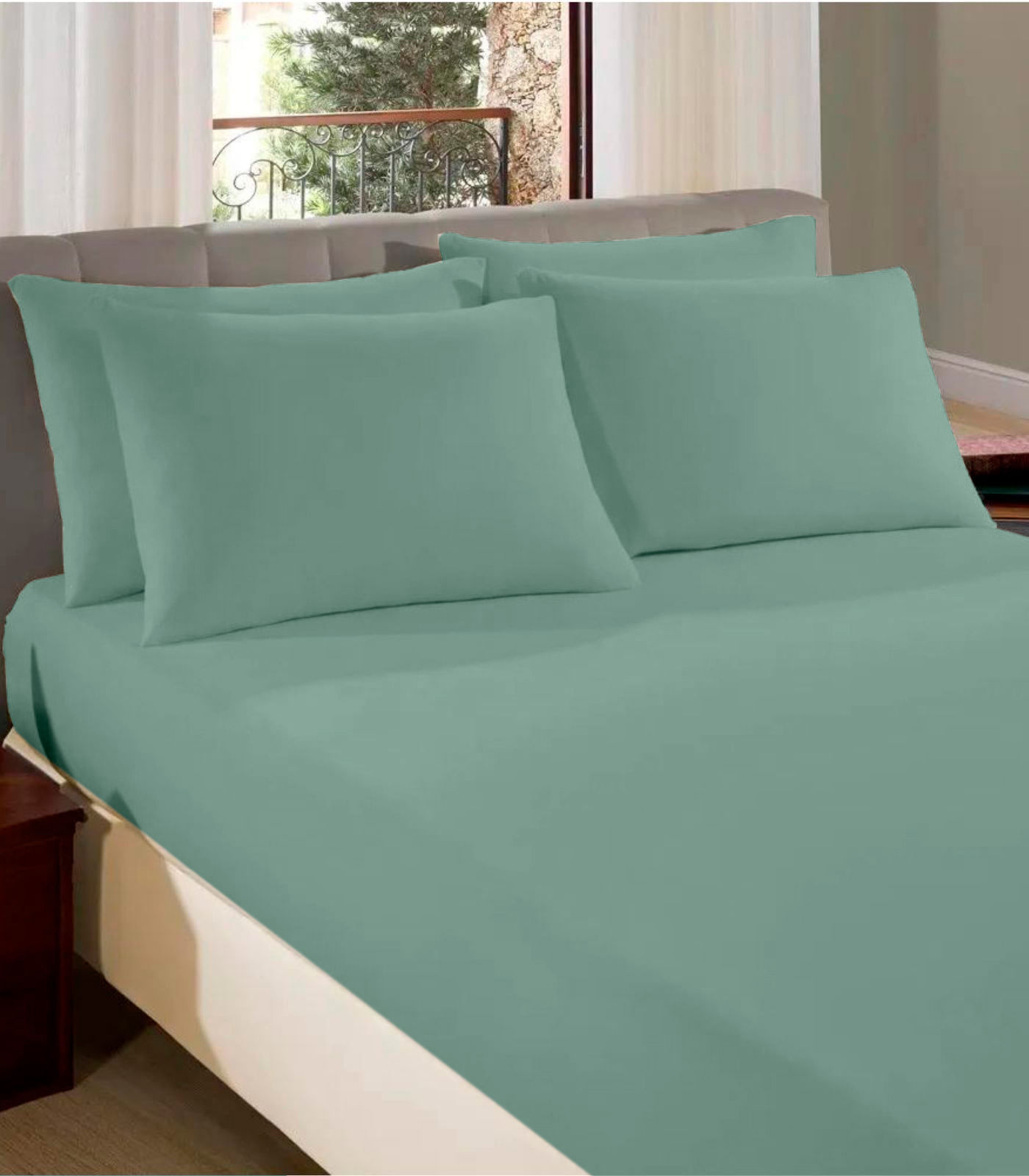 Encontraproduto.com.br - Lençol Avulso Queen Microfibra Com Elástico Camesa Verde