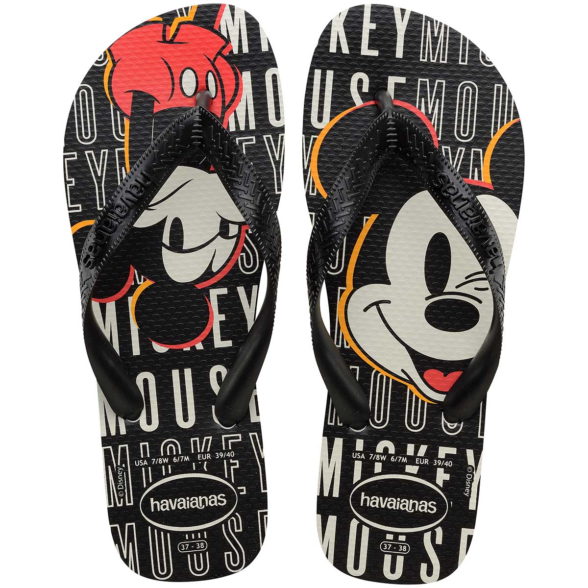 Sandália Havaianas Top Disney Fc Branco/Preto/Preto 39/40