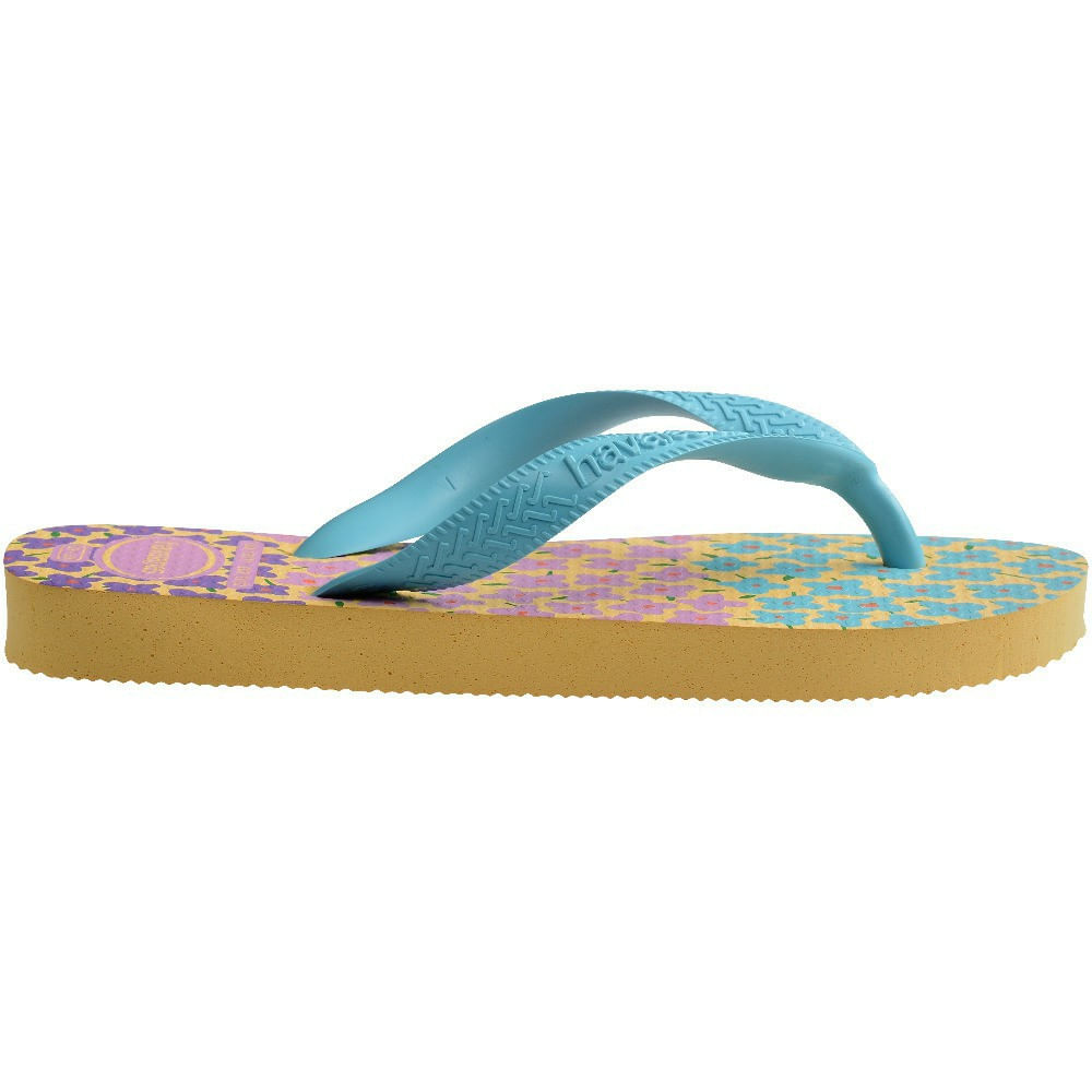 Encontraproduto.com.br - Sandálias Havaianas Kids Flore s Amarelo Cajá/ Azul 33/34