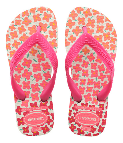 Encontraproduto.com.br - Sandálias Havaianas Kids Flore s Amarelo Cajá/ Azul 33/34