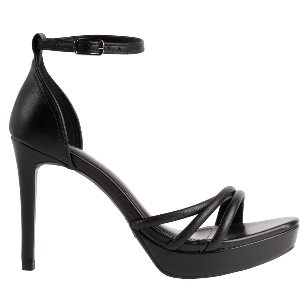 Sandália Feminina Via Marte com Tiras e Salto Fino Preto