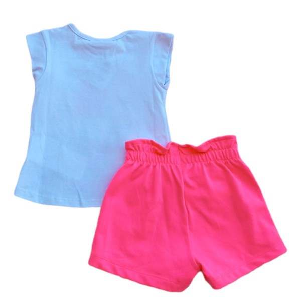 Encontraproduto.com.br - Conjunto Kukiê Infantil Ursinho Com Óculos Rosa Neon