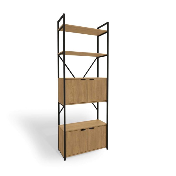 Encontraproduto.com.br - Estante Alta 4 Portas Kappesberg Freijó/Preto Fosco