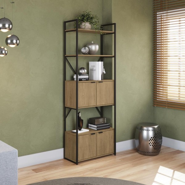 Encontraproduto.com.br - Estante Alta 4 Portas Kappesberg Freijó/Preto Fosco