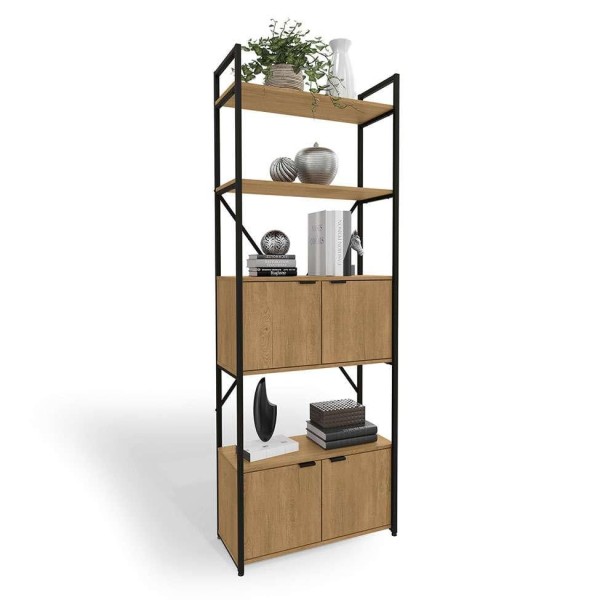 Encontraproduto.com.br - Estante Alta 4 Portas Kappesberg Freijó/Preto Fosco