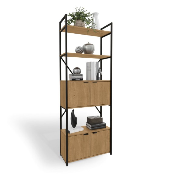 Encontraproduto.com.br - Estante Alta 4 Portas Kappesberg Freijó/Preto Fosco