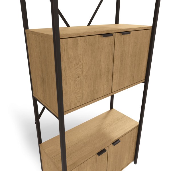 Encontraproduto.com.br - Estante Alta 4 Portas Kappesberg Freijó/Preto Fosco
