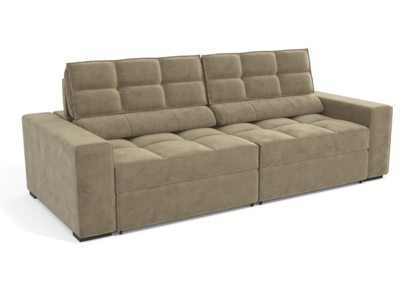 Encontraproduto.com.br - Estofado Deluxe 268cm com Molas Ensacadas Retrátil E Reclinável Kappesberg - Bege