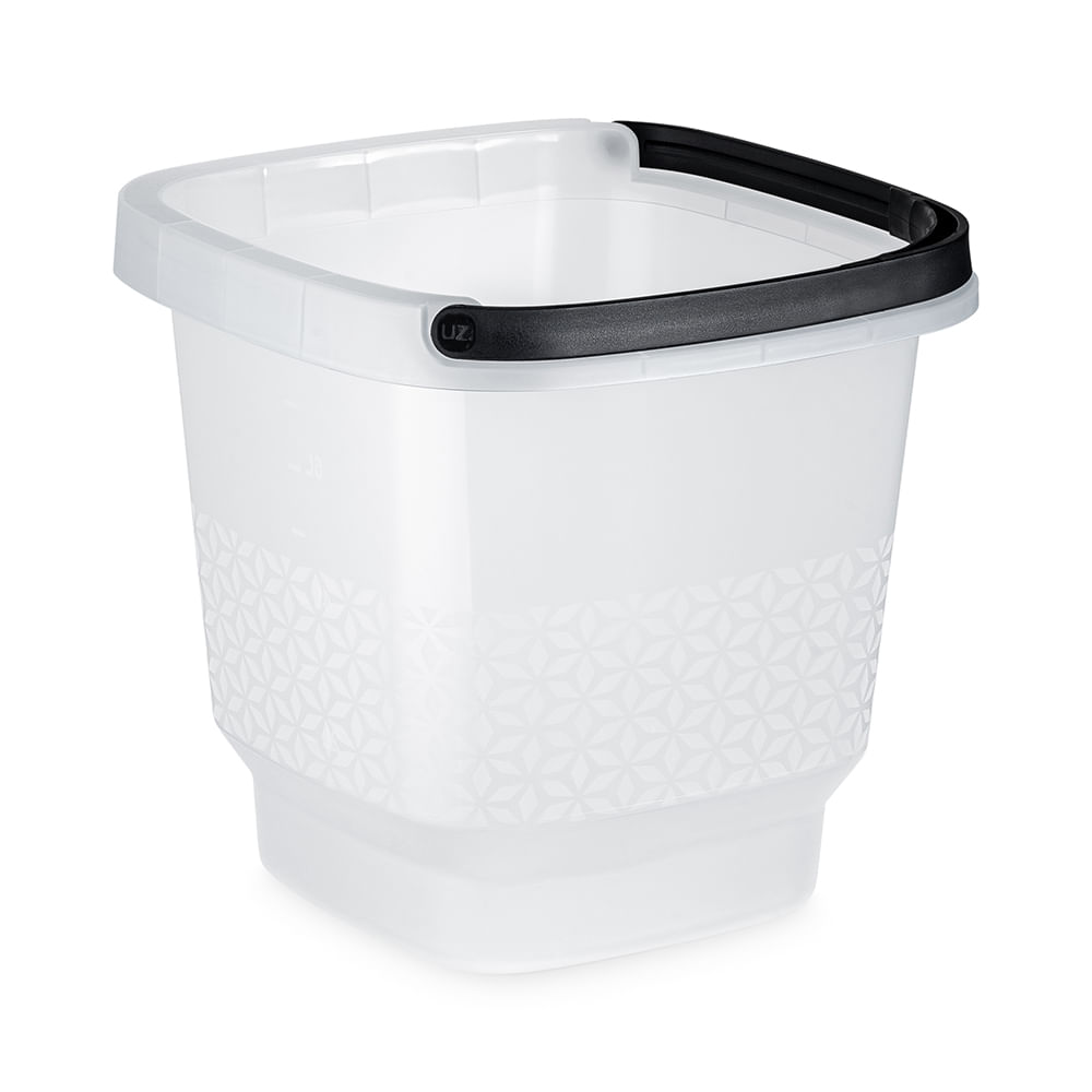 BALDE PLASTICO ALCA TRANSPARENTE PRETO 8.5L UZ412-TR UZ PLASTIC