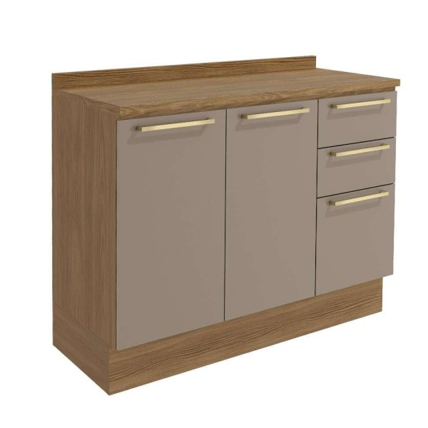 Encontraproduto.com.br - Balcão de Cozinha com Tampo Botanic 2 PT 3 GV Fendi e Nogueira