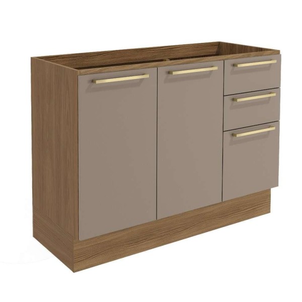 Encontraproduto.com.br - Balcão de Cozinha com Tampo Botanic 2 PT 3 GV Fendi e Nogueira