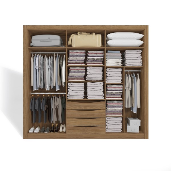 Encontraproduto.com.br - Guarda-Roupa Casal 100% MDF Kappesberg 6 Portas 4 Gavetas Nogueira