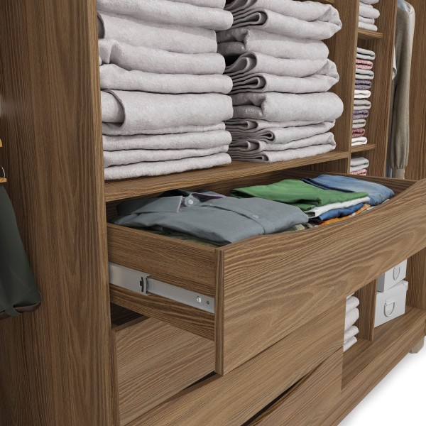 Encontraproduto.com.br - Guarda-Roupa Casal 100% MDF Kappesberg 6 Portas 4 Gavetas Nogueira