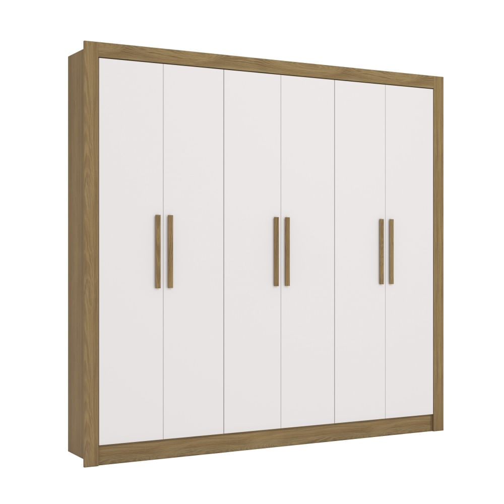 Guarda-Roupa Casal Kappesberg 6 Portas 2 Gavetas Marrom/Branco - M569BR