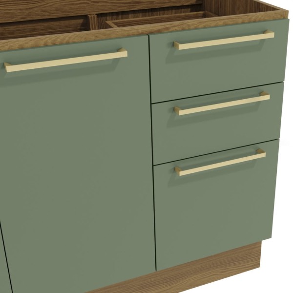Encontraproduto.com.br - Cozinha Compacta Botanic com Tela 14 PT 3 GV Nogueira e Verde