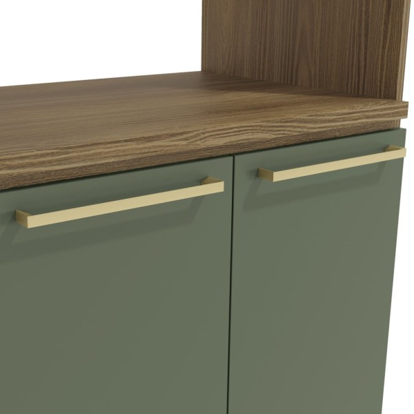 Encontraproduto.com.br - Cozinha Compacta Botanic com Tela 14 PT 3 GV Nogueira e Verde