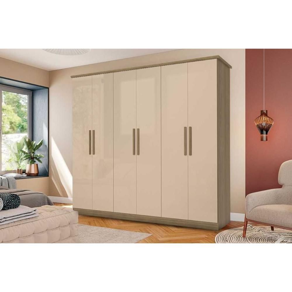 Guarda-Roupa Casal Kappesberg 6 Portas 4 Gavetas Marrom/Bege - N560