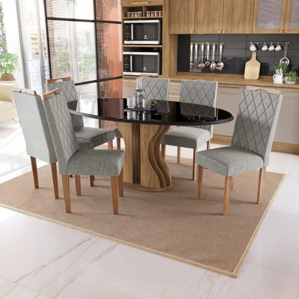 Encontraproduto.com.br - Cadeira Linho Cinza Mesclado 2 peças 2CAD153EA Kappesberg