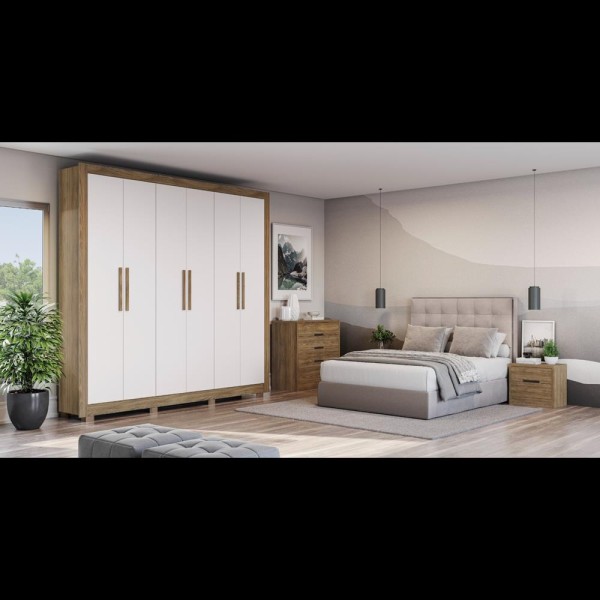Encontraproduto.com.br - Guarda-Roupa Casal Kappesberg 6 Portas 2 Gavetas Marrom/Branco - CB02M569