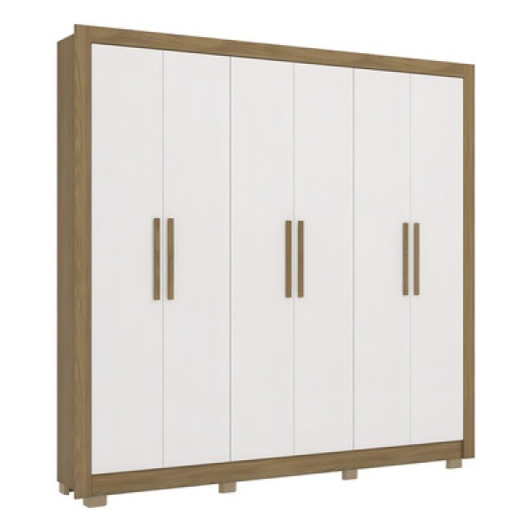 Encontraproduto.com.br - Guarda-Roupa Casal Kappesberg 6 Portas 2 Gavetas Marrom/Branco - CB02M569