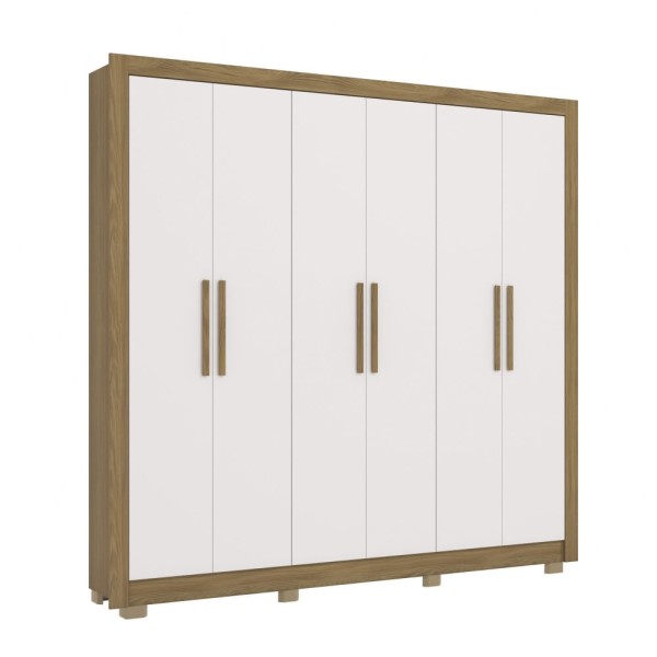 Encontraproduto.com.br - Guarda-Roupa Casal Kappesberg 6 Portas 2 Gavetas Marrom/Branco - CB02M569