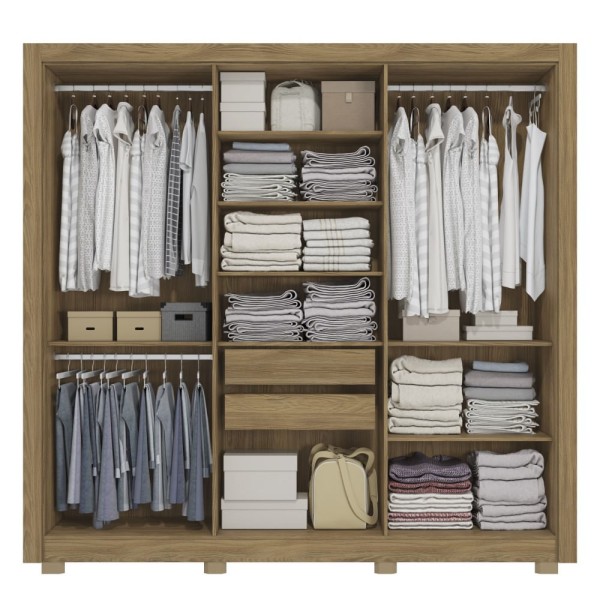 Encontraproduto.com.br - Guarda-Roupa Casal Kappesberg 6 Portas 2 Gavetas Marrom/Branco - CB02M569