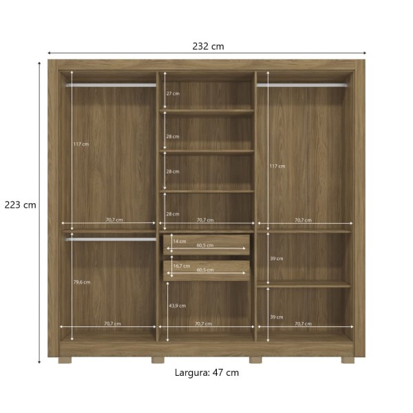 Encontraproduto.com.br - Guarda-Roupa Casal Kappesberg 6 Portas 2 Gavetas Marrom/Branco - CB02M569